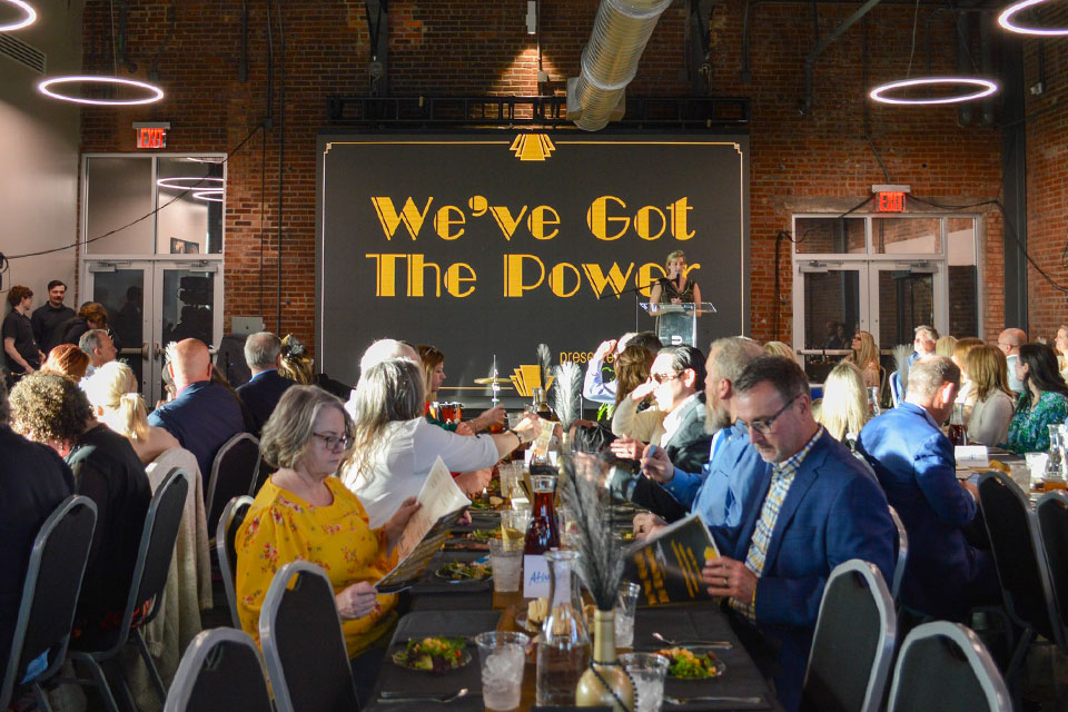 Chamber members having a meal at the annual banquet