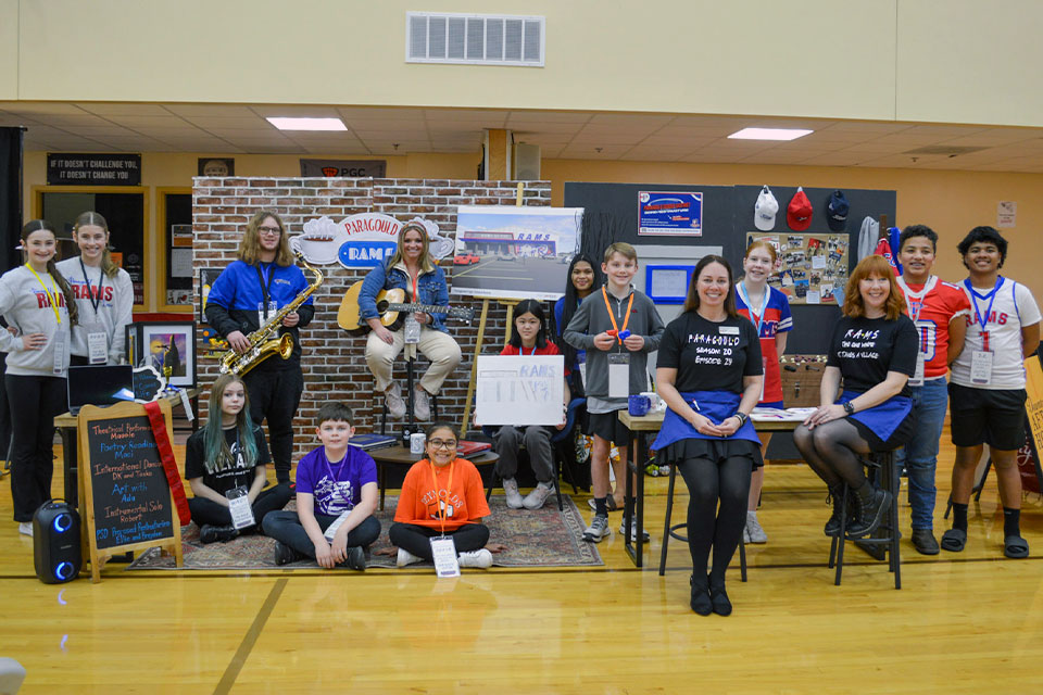 Paragould School District kids showing their booth at the Chamber Showcase Event