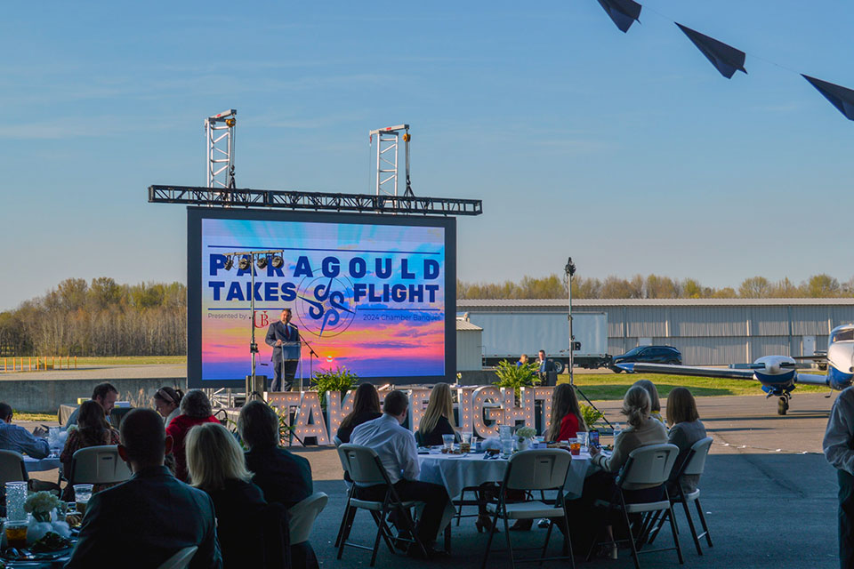 Chamber members at the Annual Chamber Banquet, at the Paragould Airport.