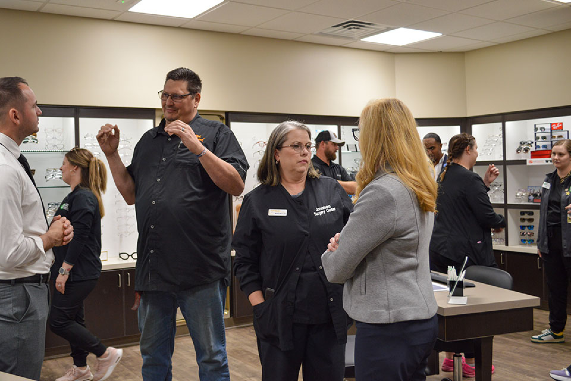 a Paragould business hosting a business after hours event with Chamber Members socializing