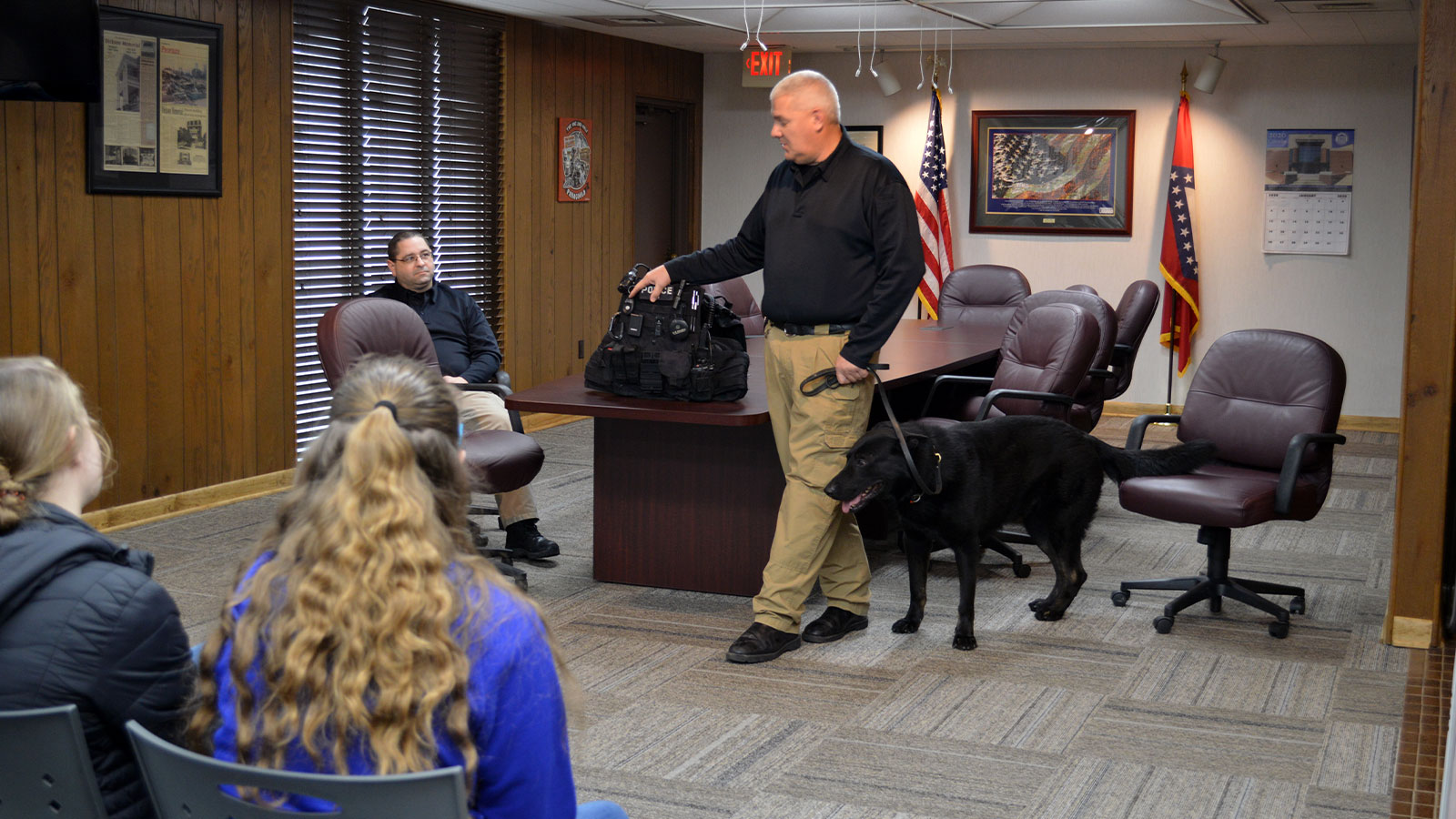 Youth Leadership Paragould gathered for a session on Law Enforcement and seeing a demonstration from a drug dog!