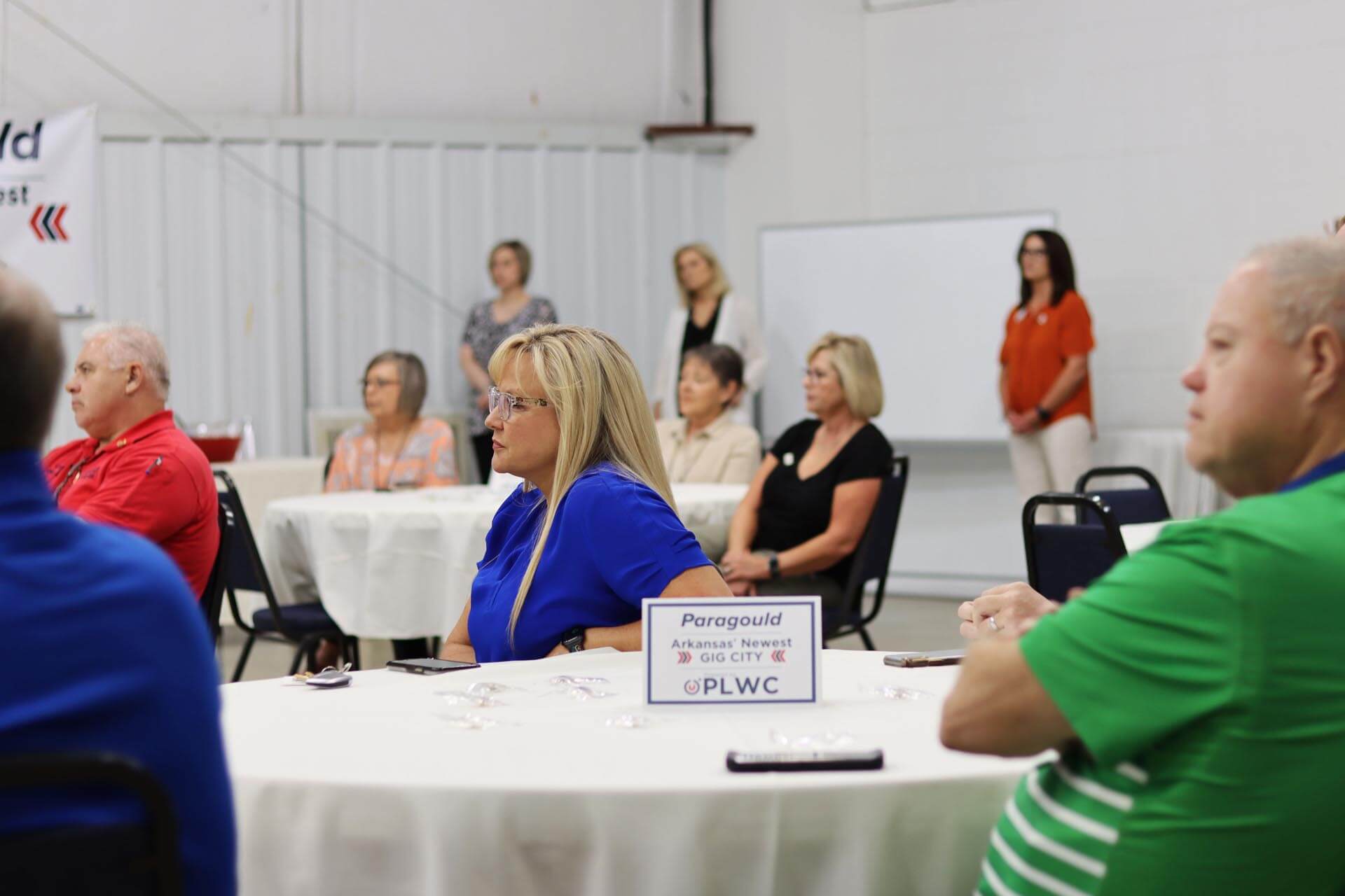 Audience group listens to presentation